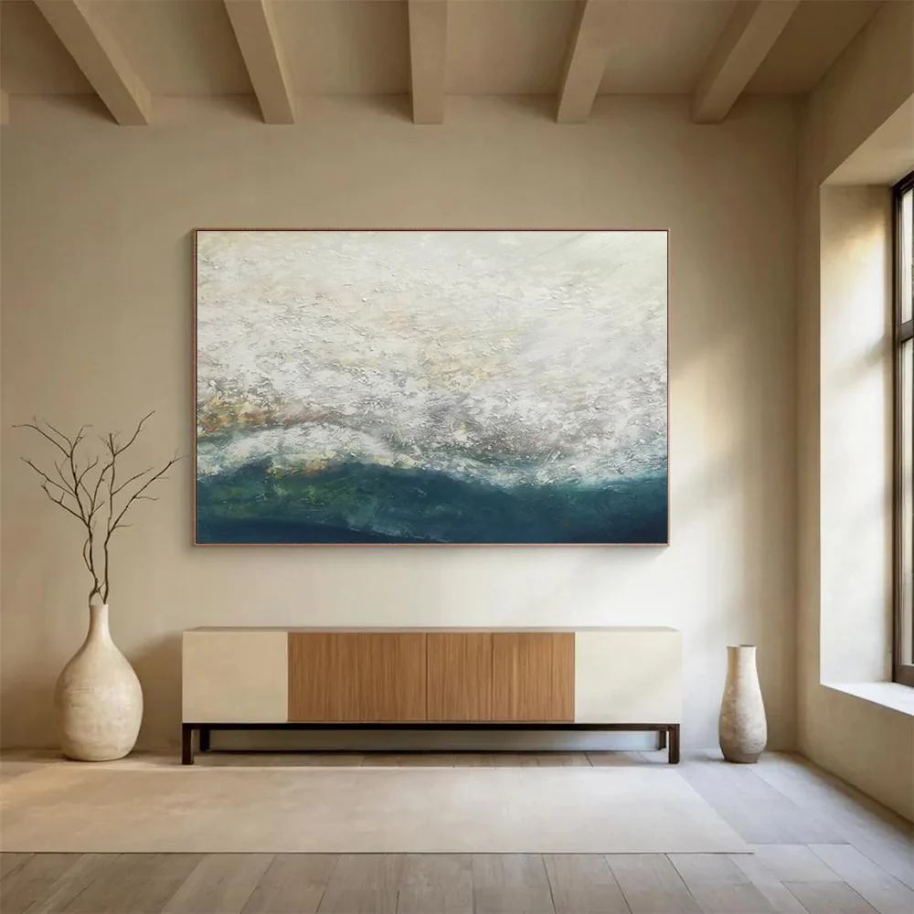Seaside Original Office Room White Abstract Artwork LJ4WC